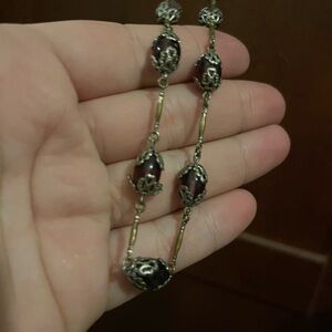 Elegant Bronze and Purple Beaded Necklace